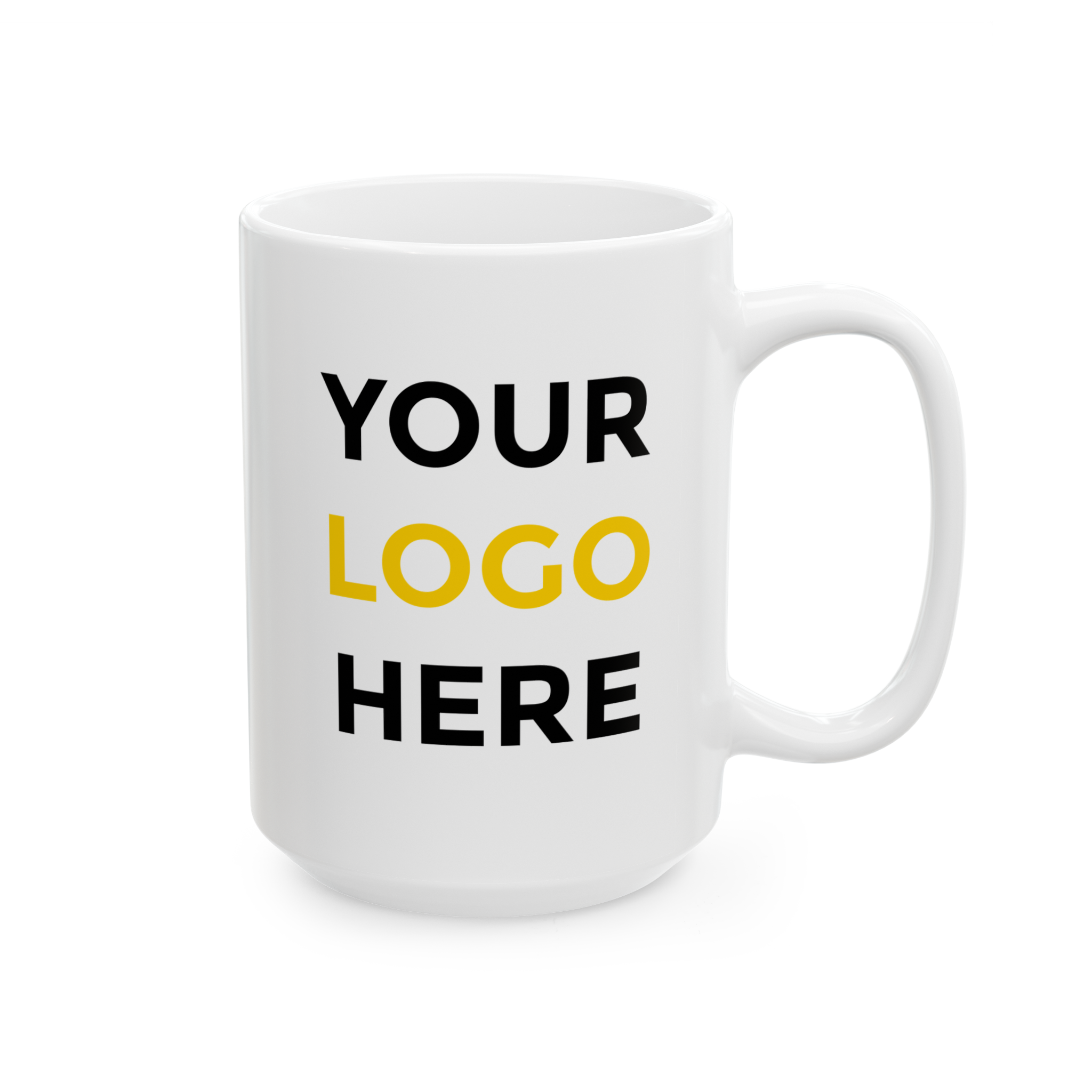 White mug with custom logo placeholder