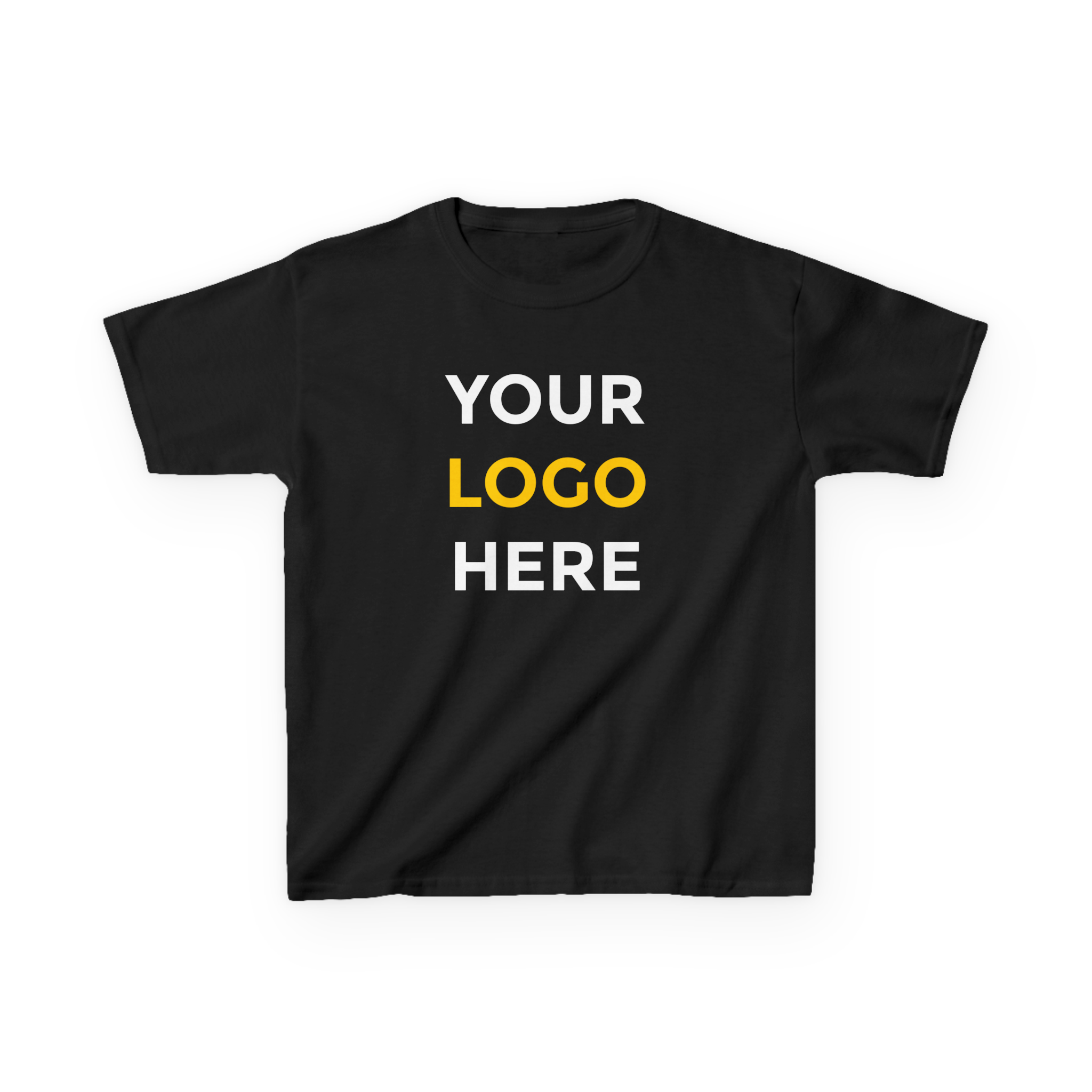 Black youth tee with custom logo placeholder